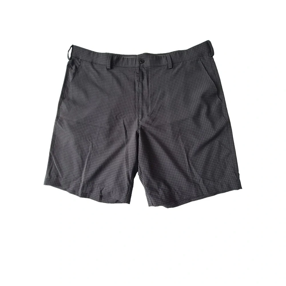 PGA Tour Golf Shorts Mens 40 Gray Check Performance Stretch Flat Front Casual